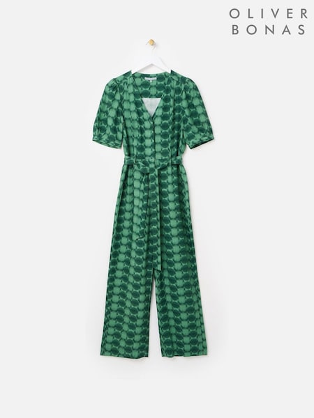 Oliver Bonas Geometric Circle V-Neck Tie Waist Jumpsuit (F96191) | €142