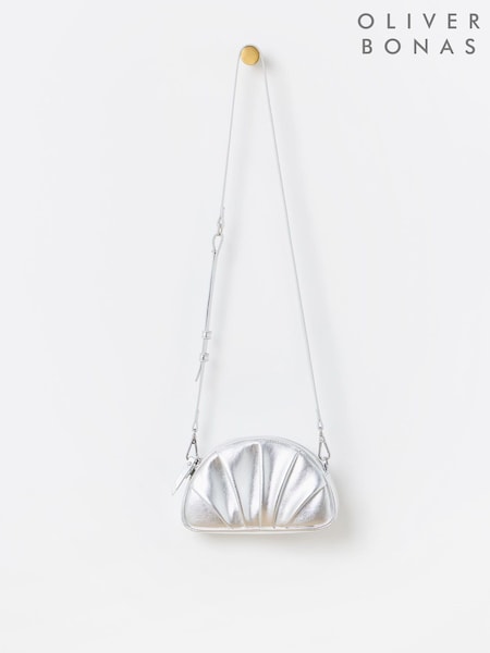 Oliver Bonas Metallic Pleated Croissant Clutch Bag (F96196) | €66