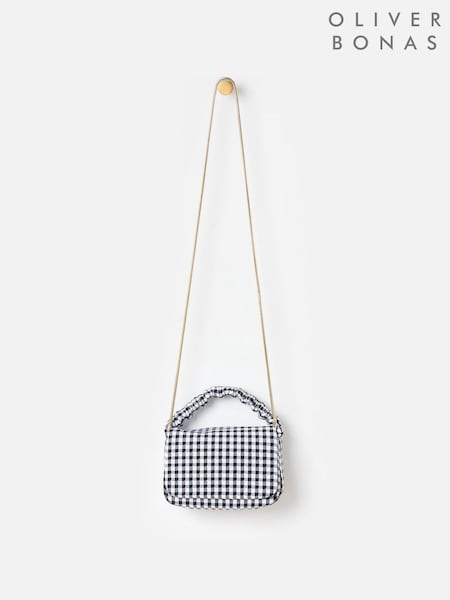 Oliver Bonas Black Viv Monochrome Gingham Clutch Bag (F96211) | €66