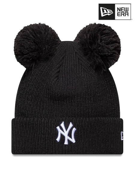 New Era Womens NY Double Pom Black Beanie Hat (F96227) | R$ 275