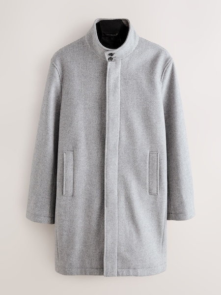 Light Grey Wool Blend Funnel Coat with Mock Gilet (F96246) | €112