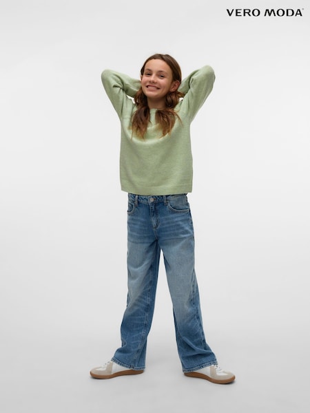 VERO MODA Green Girls Round Neck Soft Touch Knitted Jumper (F96301) | AED140