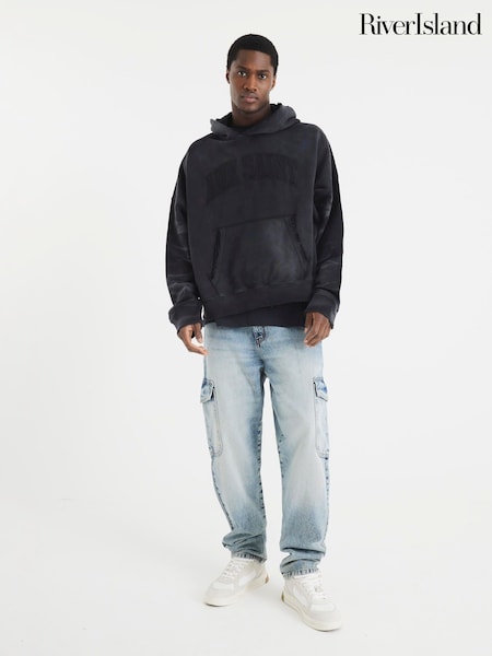 River Island Blue Cargo Relaxed Jeans (F96328) | ₪231