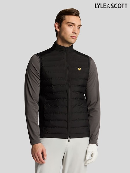 Lyle & Scott Black Hybrid Quilted Golf Gilet (F96346) | €170