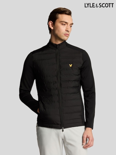Lyle & Scott Black Hybrid Quilted Full Zip Golf Jacket (F96351) | AED932