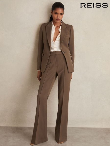 Reiss Mink Neutral Gabi Petite Flared Suit Trousers (F96450) | €168