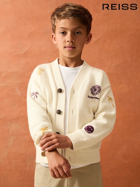 Reiss Off White Vedra 9-13 yrs SmileyWorld | Reiss Embroidery Cardigan Unisex Fit (F96453) | €95