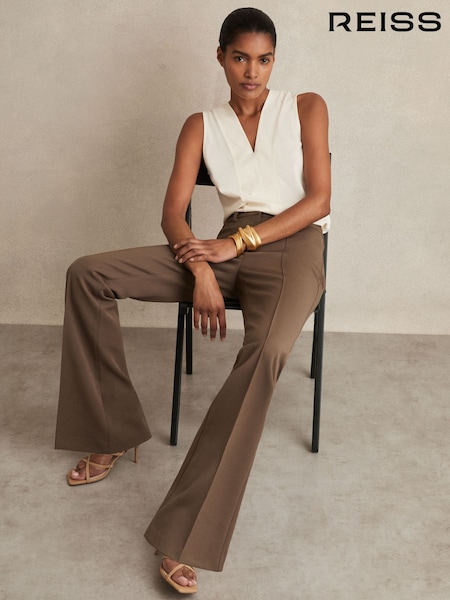 Reiss Mink Neutral Gabi Flared Suit Trousers (F96481) | €168