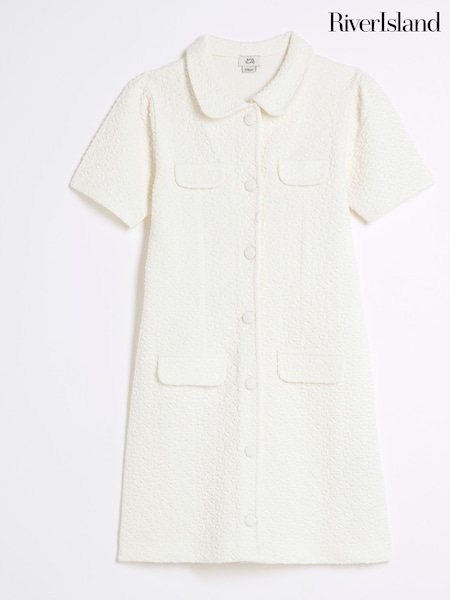 River Island Cream Girls Jacquard Daisy Dress (F96526) | €40