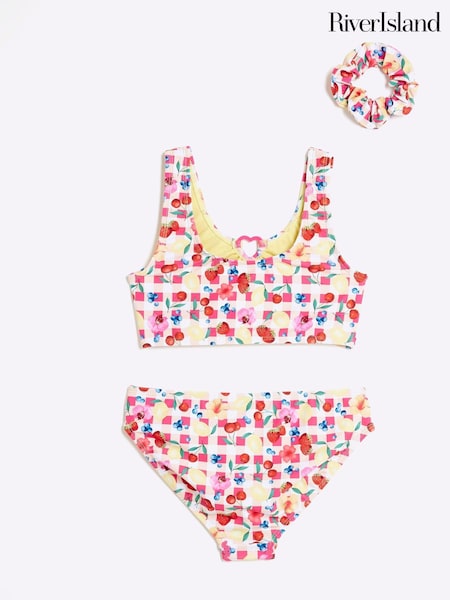 River Island Orange Girls Gingham Fruit Bikini (F96535) | €27
