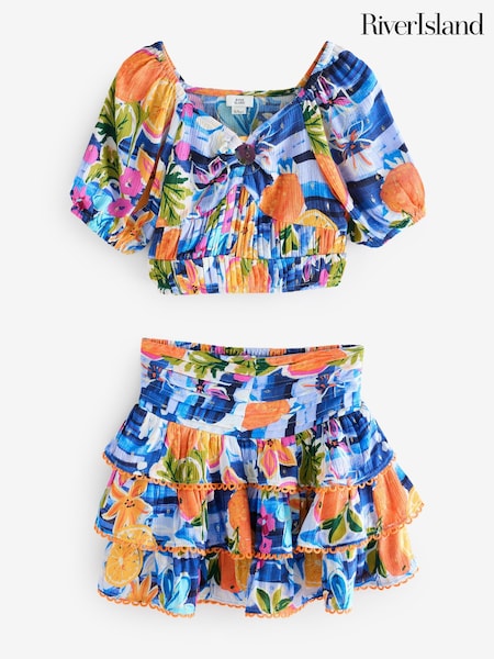River Island Blue Girls Bandana Rara Skirt Set (F96539) | 1,562 UAH