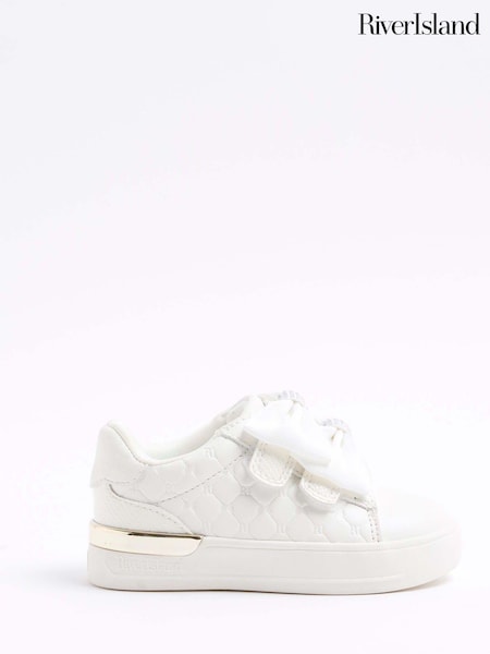 River Island White Girls Bow Trainers (F96542) | €29
