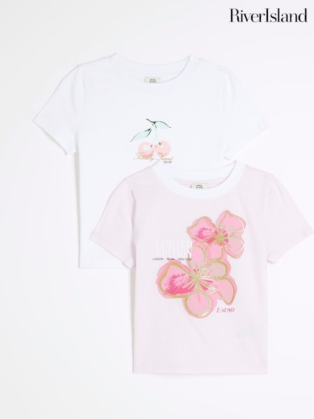 River Island Girls Graphic 100% Cotton Tops 2 Pack (F96556) | 28 €
