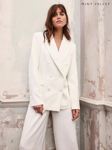 Mint Velvet White Ivory Tux Blazer (F96597) | €272