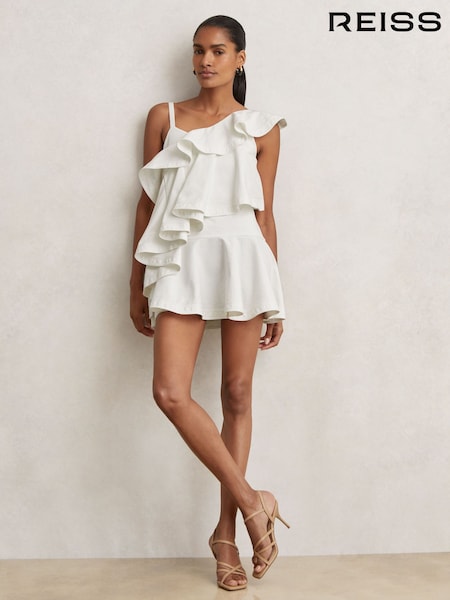 Reiss Hera Cotton Tiered Ruffle Mini Dress (F96655) | ‏1٬323 ر.ق.