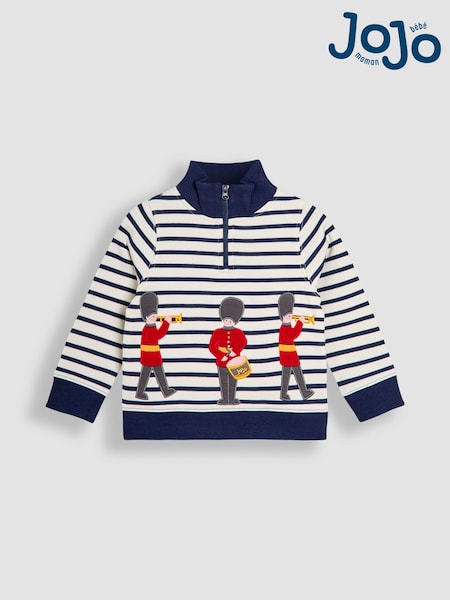 Cream - JoJo Maman Bébé Appliqué Half-Zip Sweatshirt (F96691) | 186 LEI - 209 LEI