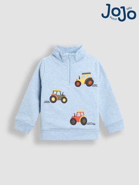 Blau - JoJo Maman Bébé Appliqué Half-Zip Sweatshirt (F96698) | 40 € - 45 €