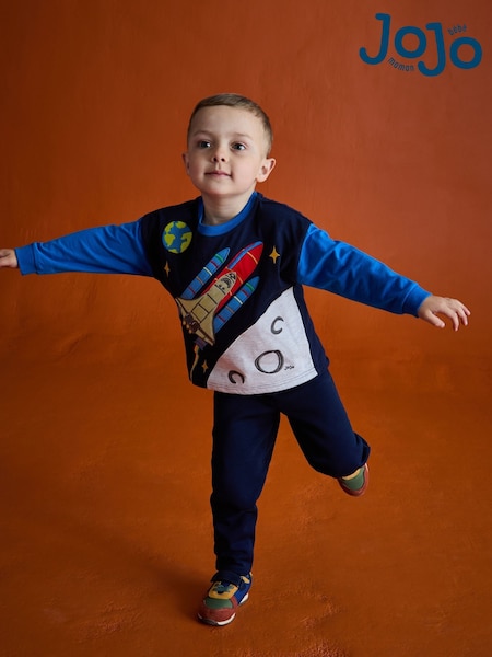 JoJo Maman Bébé Navy Blue 2-Piece Appliqué Top & Leggings Set (F96707) | €38 - €41