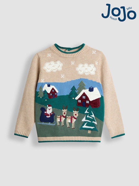 JoJo Maman Bébé Natural Christmas Scene Jumper (F96728) | AED163 - AED181