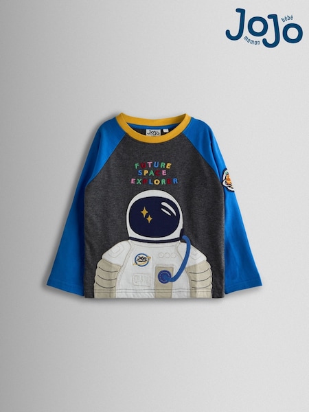 JoJo Maman Bébé Charcoal Grey Astronaut Appliqué Top (F96743) | €21 - €25