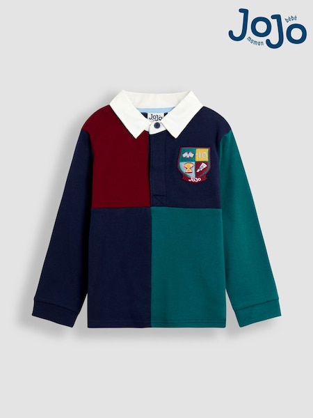 JoJo Maman Bébé Navy Appliqué Badge Rugby Top (F96787) | R$ 215 - R$ 245