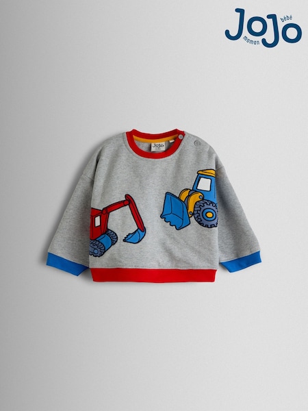 אפור בהיר - JoJo Maman Bébé Applique Sweatshirt (F96788) | ‏121‏₪ - ‏136‏ ₪