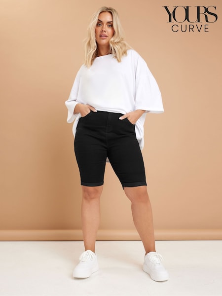 Yours Curve Black Basic Denim Shorts (F96919) | AED157