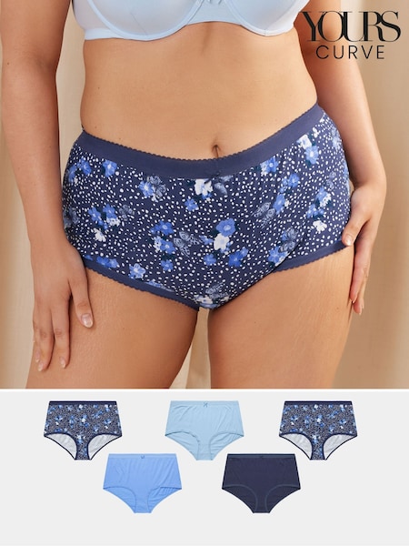 Yours Curve Butterfly Full 100% Cotton Briefs 5 Pack (F96921) | 142 LEI