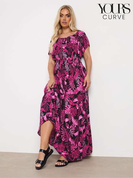 Yours Curve Pink Boho Bardot Maxi Dress (F96934) | €60