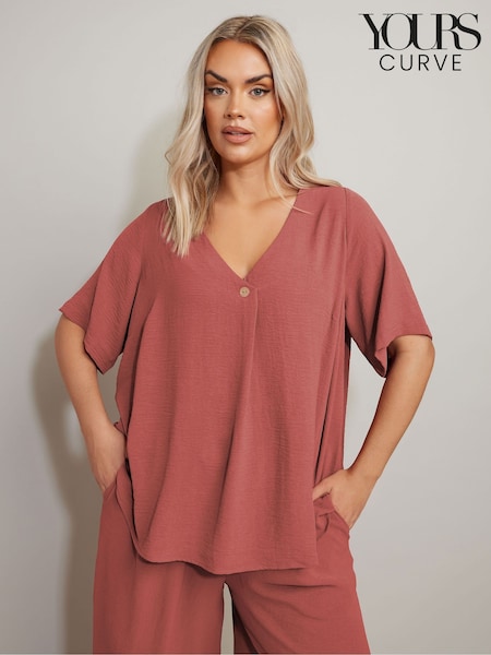 Помаранчевий - Yours Curve Button Airflow T-Shirt (F96979) | 1 322 грн