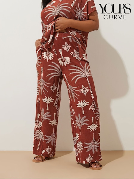 Ruskea - Yours Curve Dry Plisse Co-Ord Housut (F96991) | €50