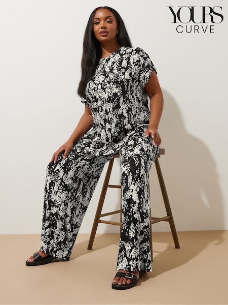 Musta - Yours Curve Dry Plisse Co-Ord Housut (F97017) | €50