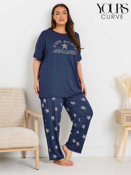 Yours Curve Free Spirit Dreamer Wide Leg Pyjamas Set (F97065) | ‏144 ر.ق.