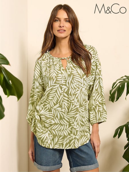 Verde - M&Co Long Sleeve Tie Neck Top (F97095) | 223 LEI