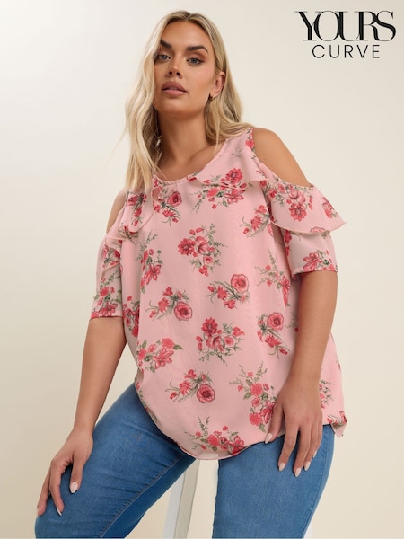 Jasnoróżowy - Yours Curve Lined Frill Blouse (F97103) | 185 zł