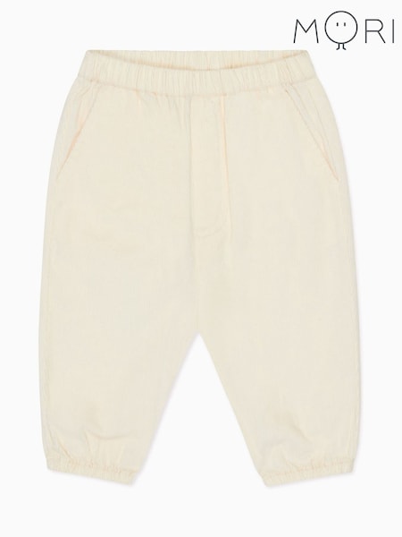 Mori Cream Bamboo Cord Pull Up 100% Cotton Trousers (F97206) | €41 - €43