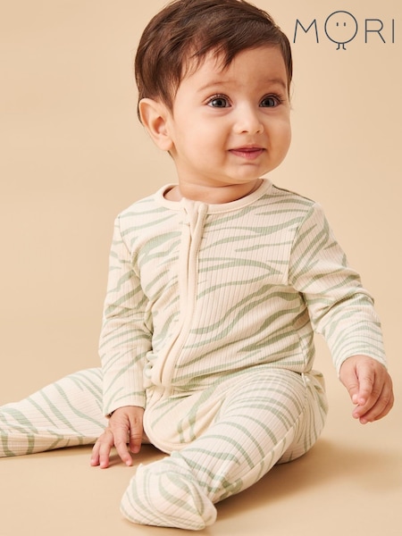 MORI Green Bamboo 2 Way Zip-Up Sleepsuit (F97212) | kr478