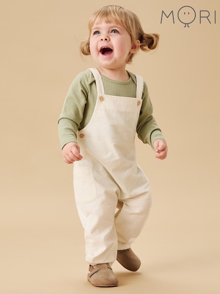 MORI Cream 100% Cotton Bamboo Cord Dungarees (F97219) | 50 € - 52 €