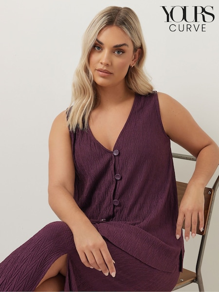 Пурпурный - Yours Curve Plisse Co-Ord Waistcoat (F97228) | €36