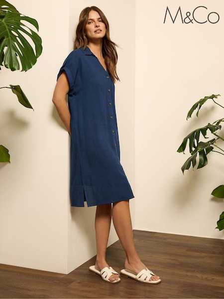 M&Co Blue Relaxed Shirt Dress (F97241) | $68