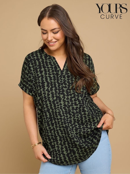 Verde - Yours Curve Notch Neck Textured T-Shirt (F97243) | 34 €