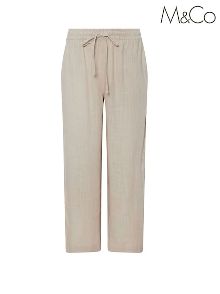 M&Co Natural Petite Wide Leg Containing Trousers (F97248) | kr514