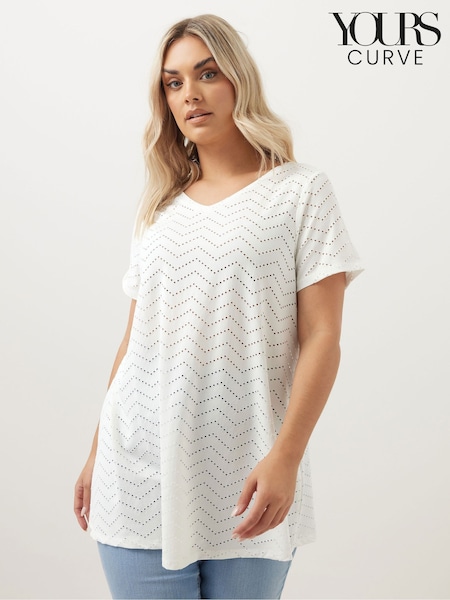 Yours Curve Pointelle Detail T-Shirt (F97259) | €43