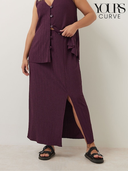 סגול - Yours Curve Plisse Skirt (F97260) | ‏156‏₪