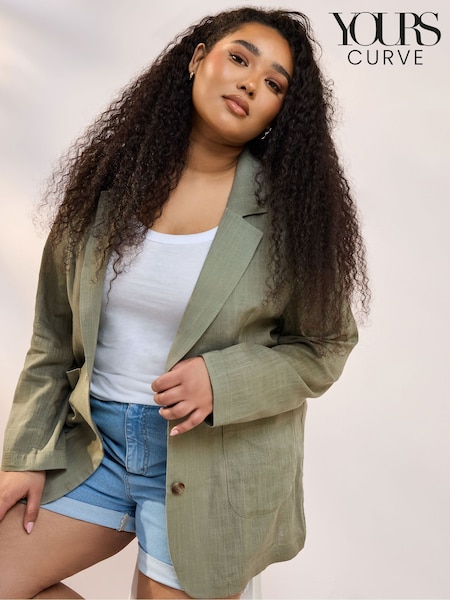 Yours Curve Green Relaxed Unlined Blazer (F97269) | €67