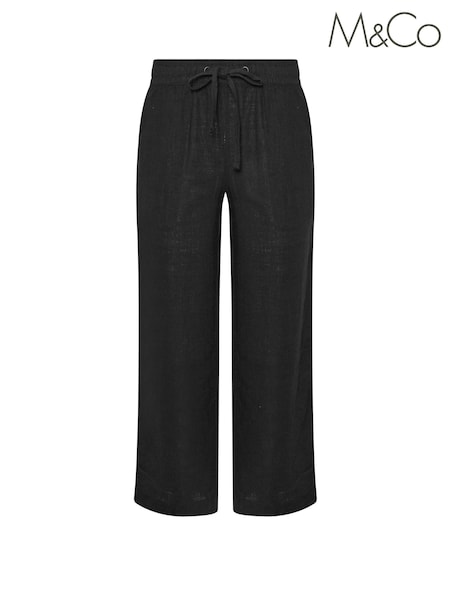 M&Co Black Petite Wide Leg Containing Trousers (F97277) | kr514