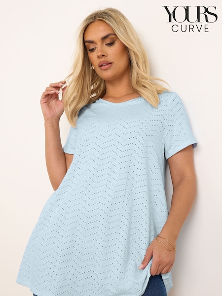 Yours Curve Blue Pointelle Detail T-Shirt (F97291) | 1,442 UAH