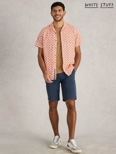 White Stuff Red 100% Cotton Hayle Fan Geo Printed Shirt (F97329) | R$ 445