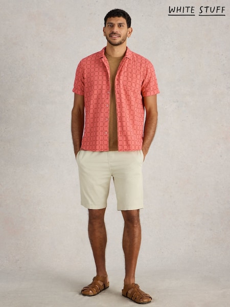 White Stuff Pink 100% Organic Cotton Short Sleeve Overdye Check Shirt (F97364) | €64