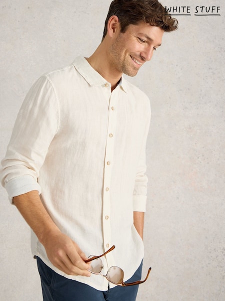 White Stuff White Keswick Long Sleeve 100% Linen Shirt (F97370) | €83